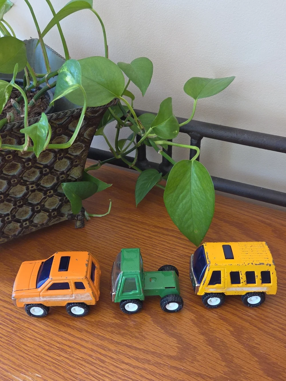 Vtg (3) Buddy L Mini Metal Vehicle Set - Yellow, Orange & Green